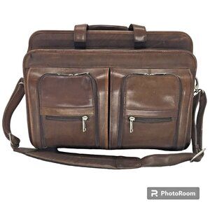Mens Brown Leather Briefcase Messenger Laptop Fits 15" Computer Handmade Quality